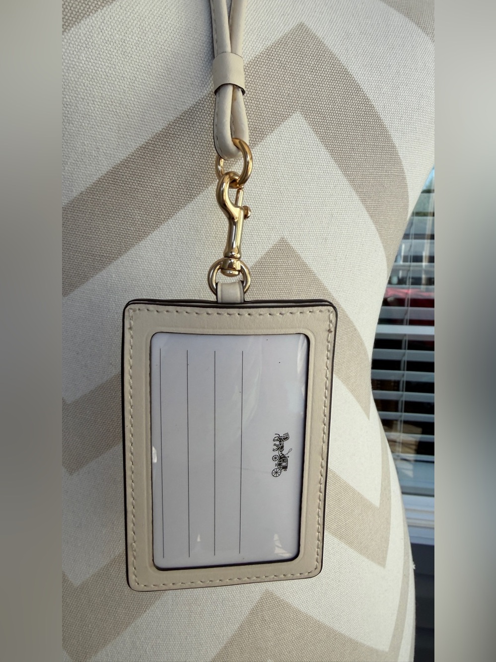 Coach White Cherry Print Leather ID Holder with Gold Hardware - Picture 4 of 4